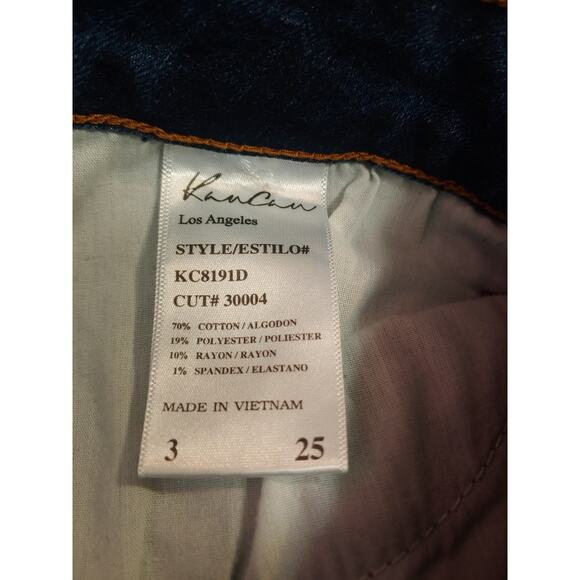 NWT Kancan Midwash Skinny Jeans With Leopard Cuffed Hem And Patches size 3 - Picture 5 of 5